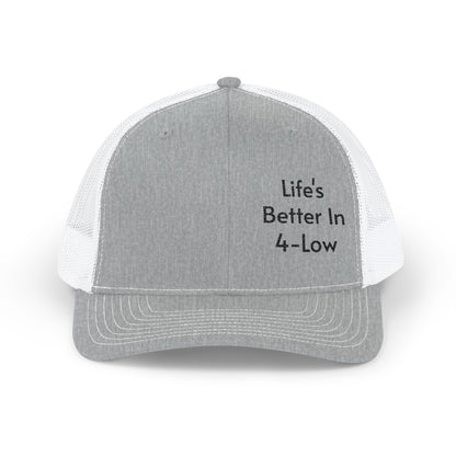 Embroidered Trucker Cap Life's Better In 4-Low Casual Snapback for Off-Road