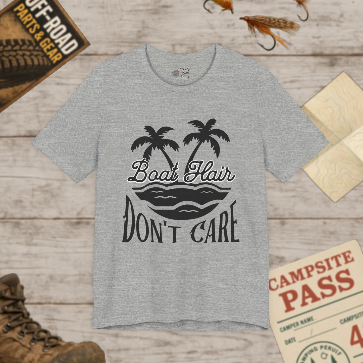 Boat Hair Don't Care Tee Bella Canvas 3001 Black Print