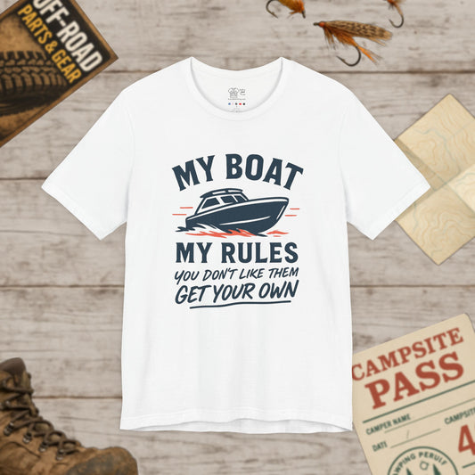 Boat T-Shirt "My Boat My Rules" Funny Boating Tee for Boat Owners & Lake Lovers