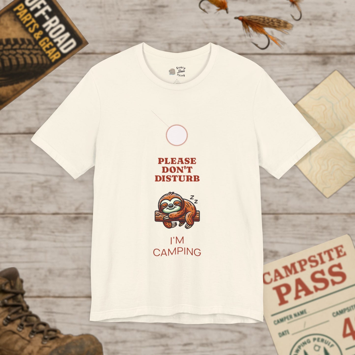 Sloth T-Shirt Please Don't Disturb I'm Camping Bella Canvas 3001