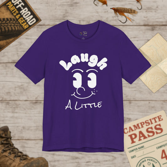 Laugh a Little T-Shirt Cute Retro Smiley Graphic Tee Bella Canvas 3001