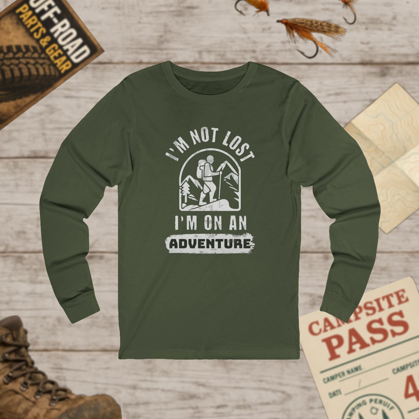 Unisex Adventure Long Sleeve Tee - I'm Not Lost, I'm On An Adventure Bella+Canvas 3501
