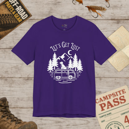 Let's Get Lost Camper T-Shirt Adventure Van Camping Tee White Print