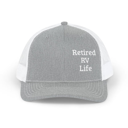 Retired RV Life Embroidered Trucker Cap Snapback Mesh Hat for RVers & Travel Lovers