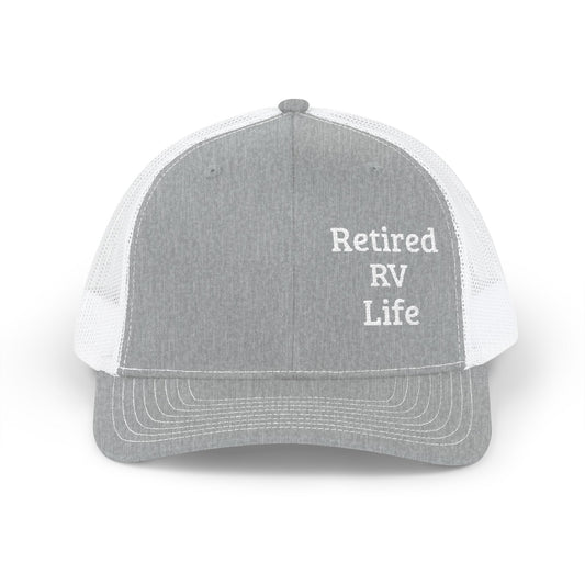 Retired RV Life Embroidered Trucker Cap Snapback Mesh Hat for RVers & Travel Lovers