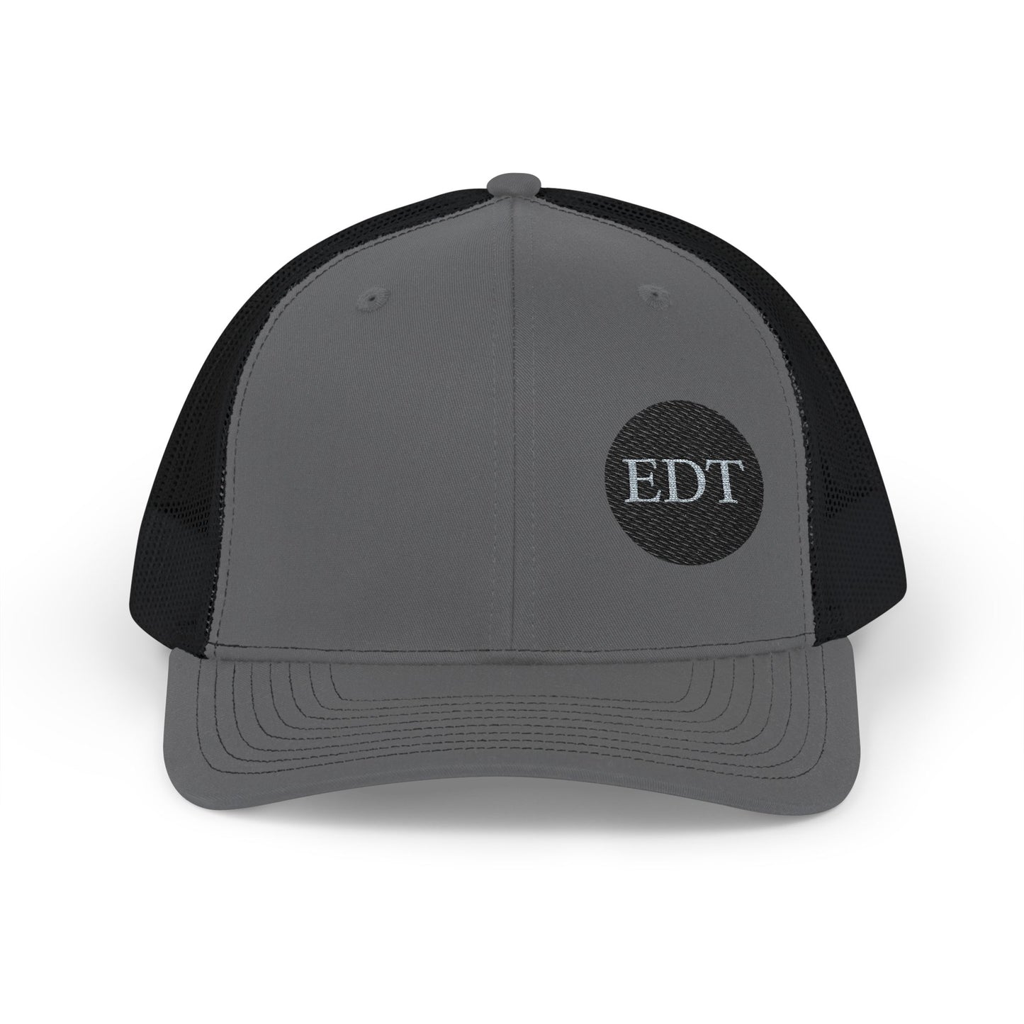Embroidered Stylish EDT Snapback Trucker Cap Black & White Hat