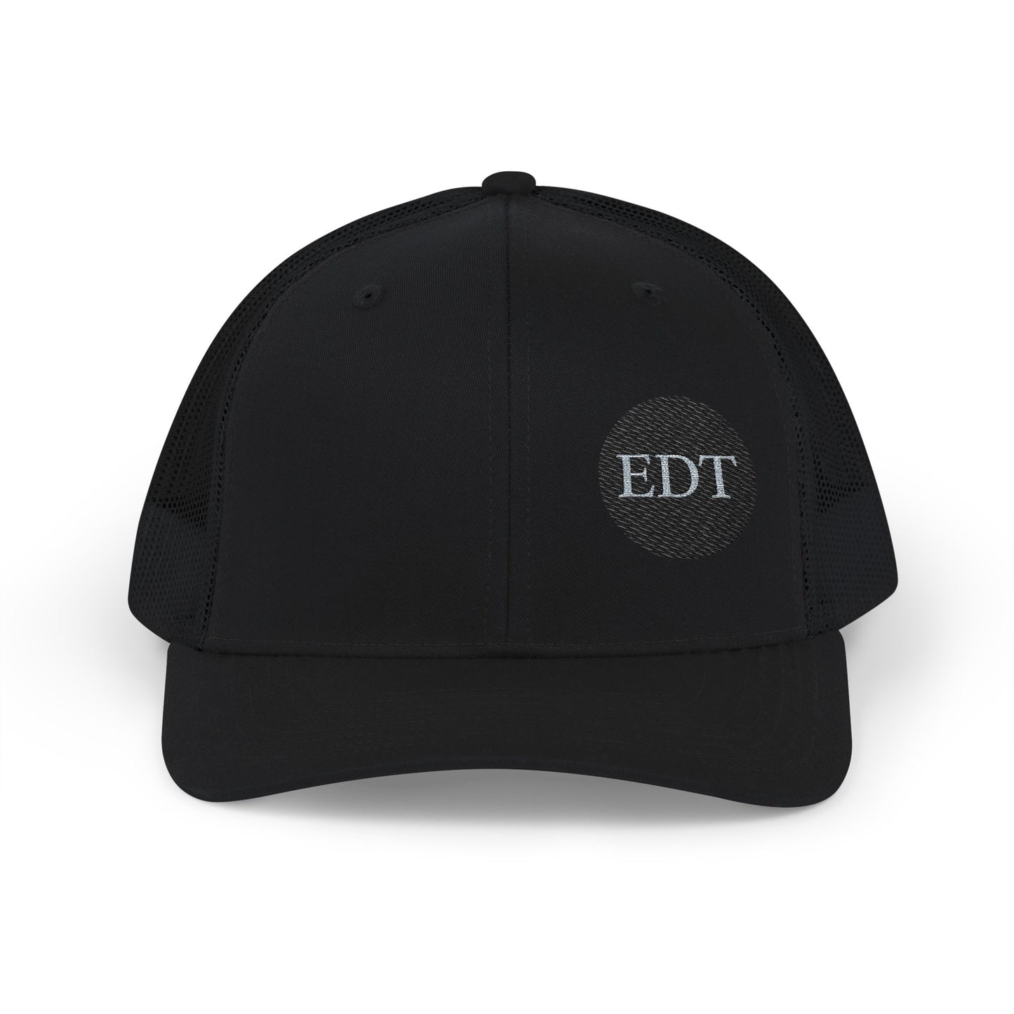 Embroidered Stylish EDT Snapback Trucker Cap Black & White Hat