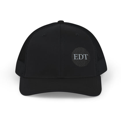 Embroidered Stylish EDT Snapback Trucker Cap Black & White Hat