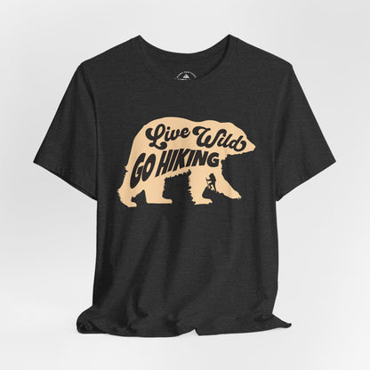 Live Wild Go Hiking Bear Graphic T-Shirt