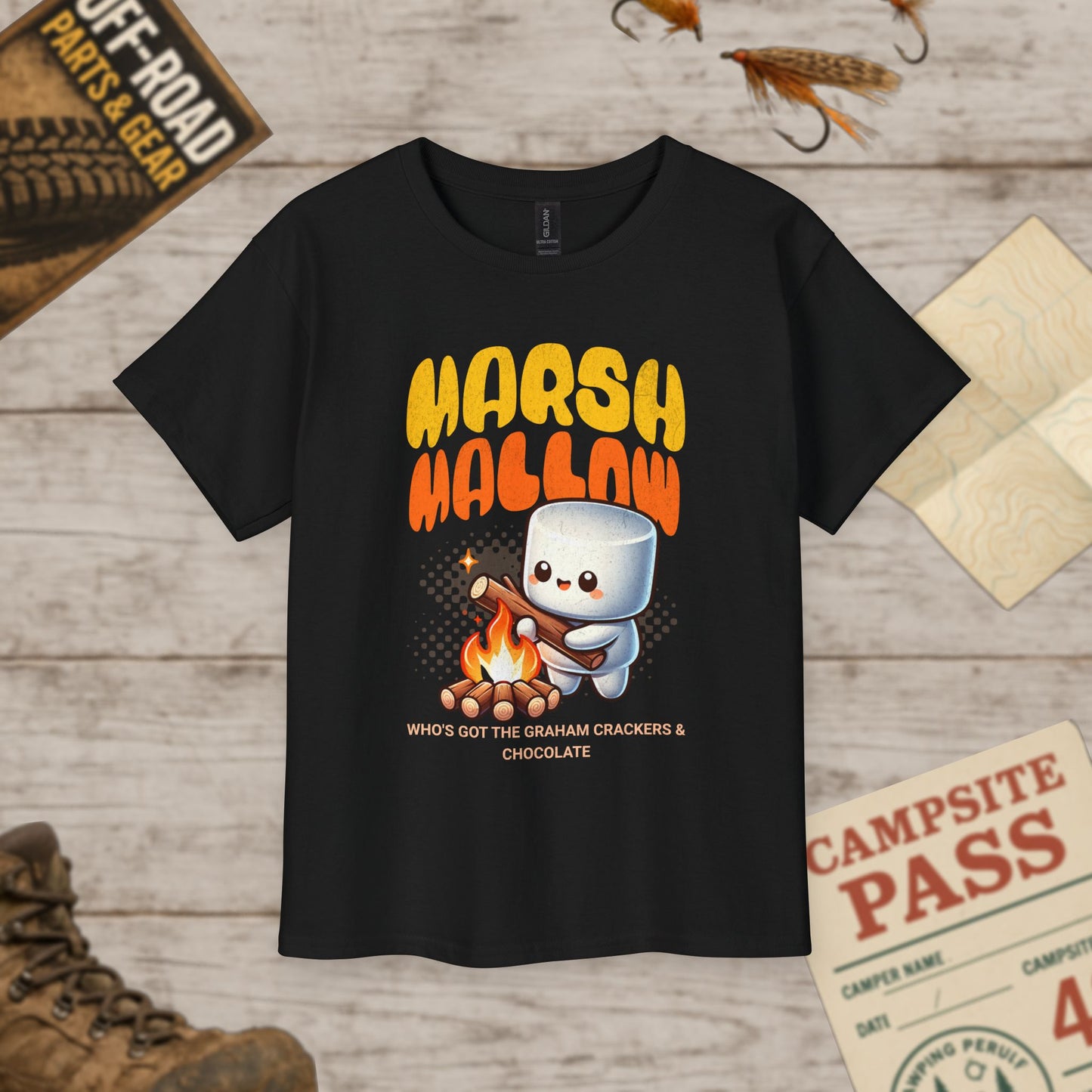 Youth Kids Campfire Marshmallow Tee