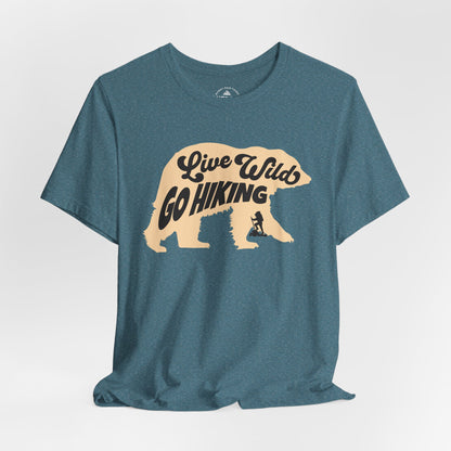 Live Wild Go Hiking Bear Graphic T-Shirt