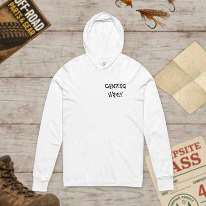 Camping Wifey Front & Back Print Unisex Hooded Long Sleeve Tee Bella Canvas