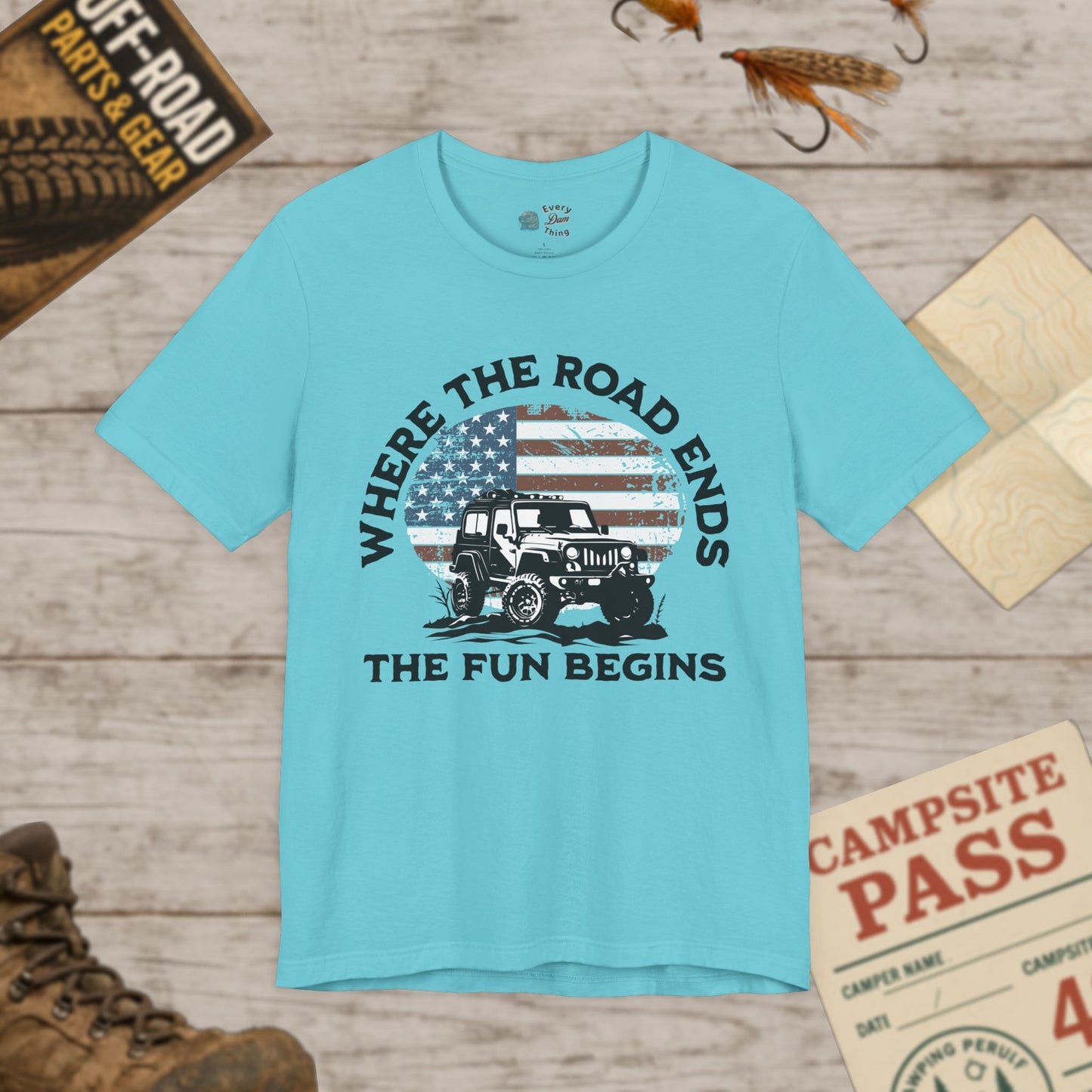 T-Shirt Where the Road Ends, the Fun Begins Bella Canvas Adventure Off-Road