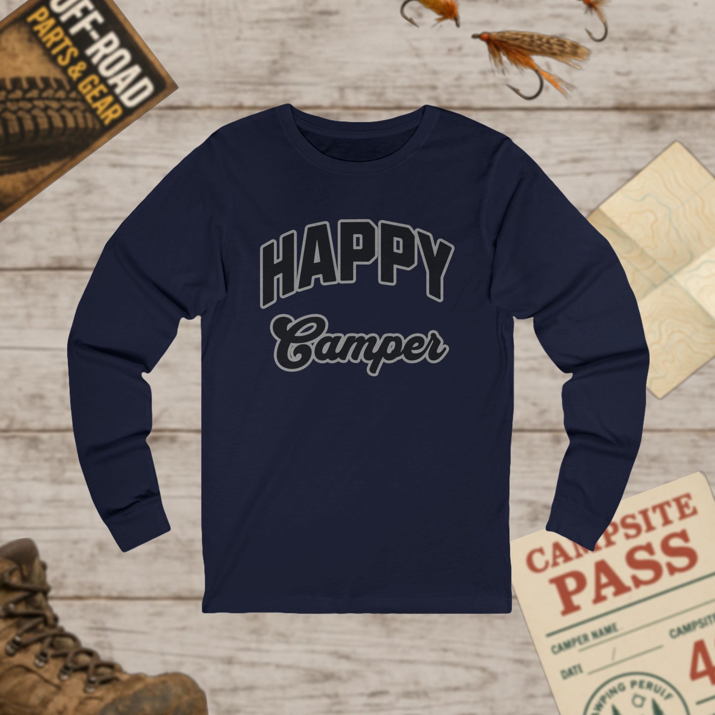 Happy Camper Unisex Long Sleeve Tee Bella+Canvas 3501