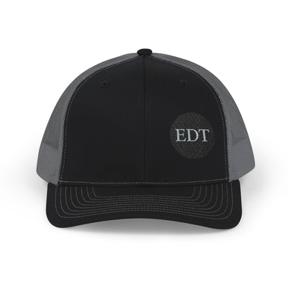 Embroidered Stylish EDT Snapback Trucker Cap Black & White Hat