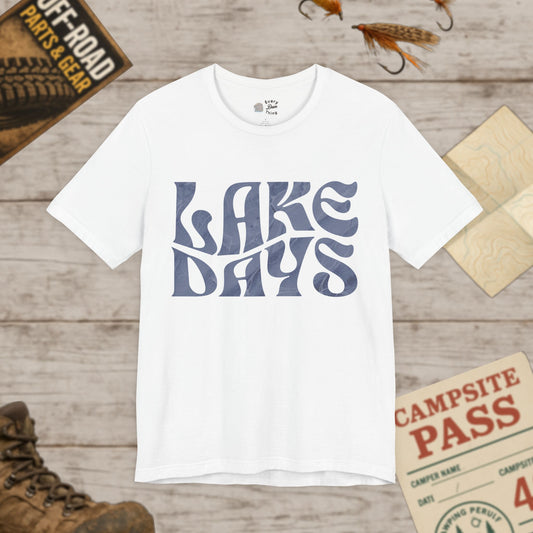 Lake Days T‑Shirt Retro Blue Graphic Tee Bella Canvas 3001