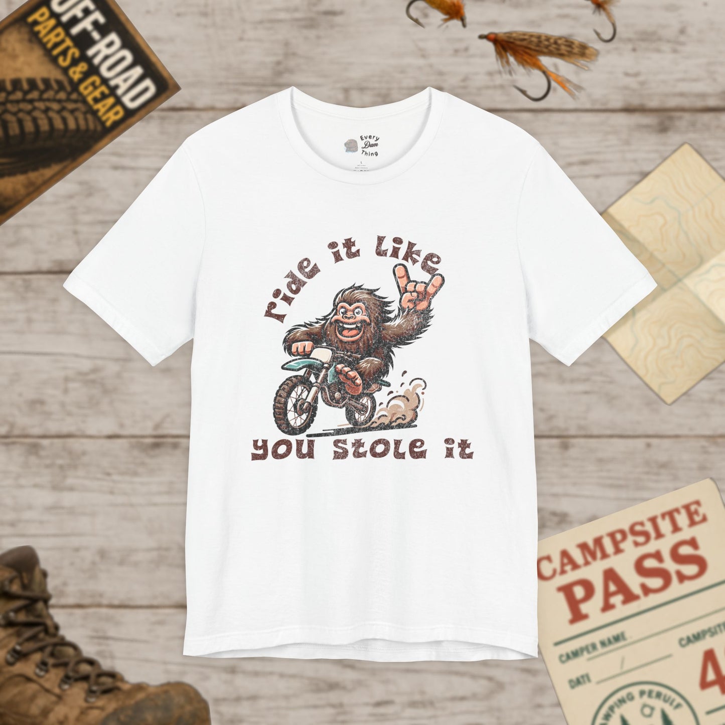 Bigfoot Biker Tee Ride It Like You Stole It Unisex Jersey T-Shirt Bella Canvas 3001
