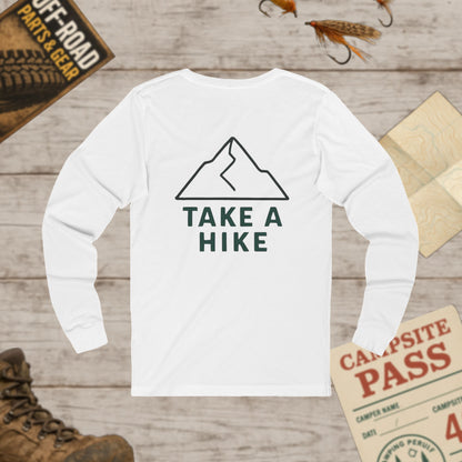 Take a Hike Long Sleeve Tee Minimal Mountain Graphic Outdoor Shirt Front & Back Print