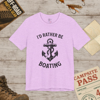 I'd Rather Be Boating T-Shirt  Anchor Nautical Tee for Boaters & Lake Lovers