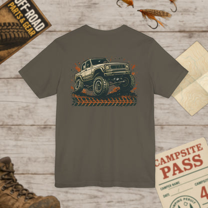 Off-Road Truck Tee Mud & Trail Graphic Short Sleeve Shirt Front & Back Print