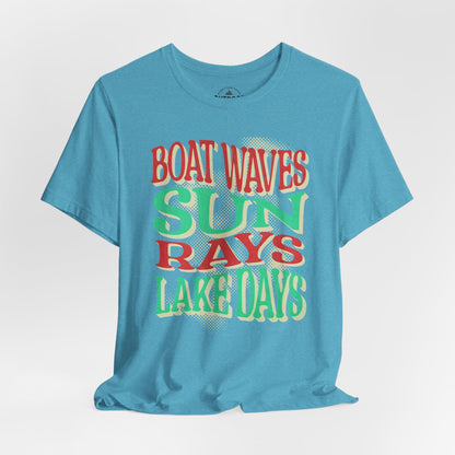 Lake Days Boat Waves  Sun Rays T-Shirt
