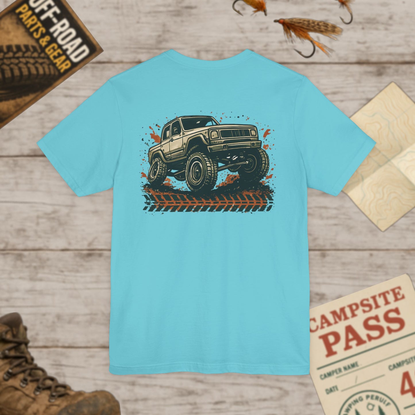 Off-Road Truck Tee Mud & Trail Graphic Short Sleeve Shirt Front & Back Print
