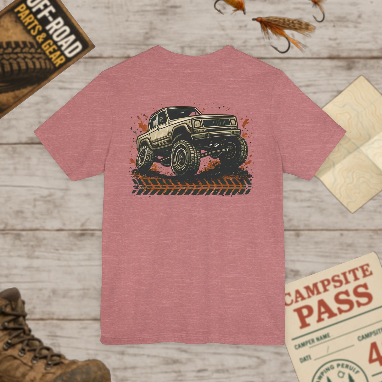 Off-Road Truck Tee Mud & Trail Graphic Short Sleeve Shirt Front & Back Print