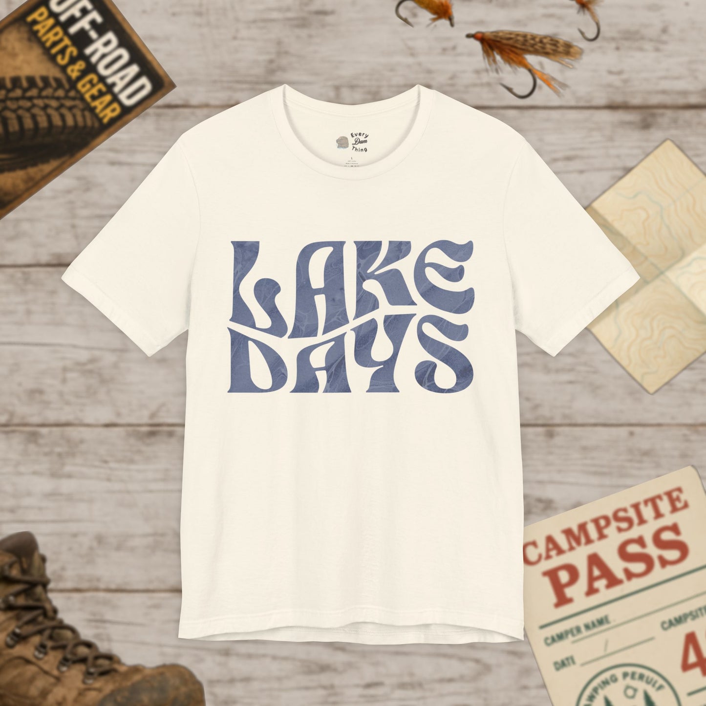 Lake Days T‑Shirt Retro Blue Graphic Tee Bella Canvas 3001