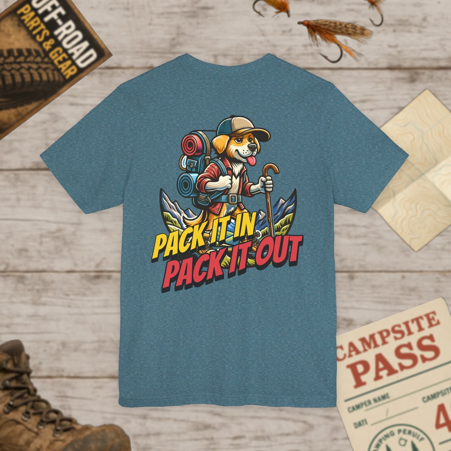 Pack It In Pack It Out Dog T-Shirt Front & Back Print Bella Canvas 3001