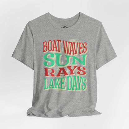 Lake Days Boat Waves  Sun Rays T-Shirt