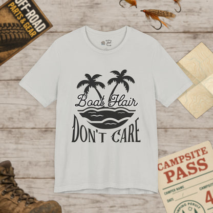 Boat Hair Don't Care Tee Bella Canvas 3001 Black Print