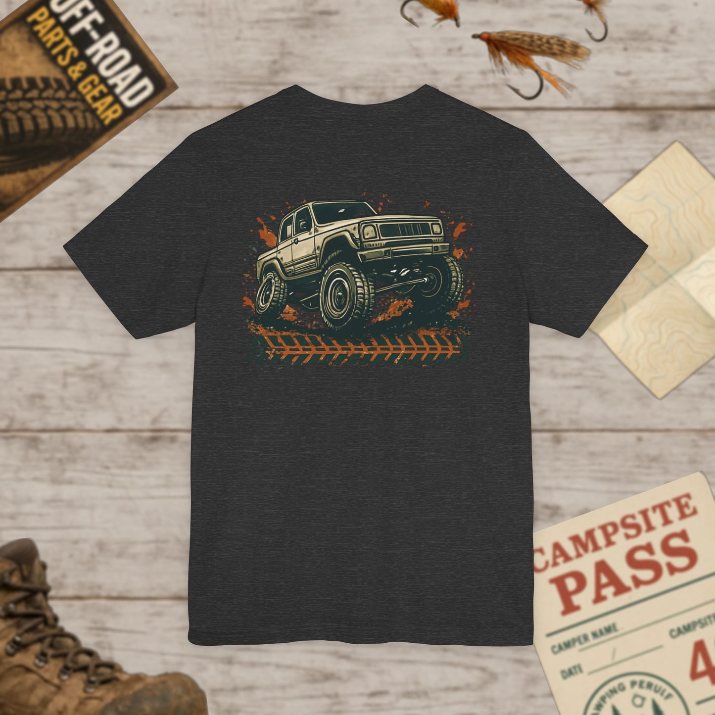 Off-Road Truck Tee Mud & Trail Graphic Short Sleeve Shirt Front & Back Print