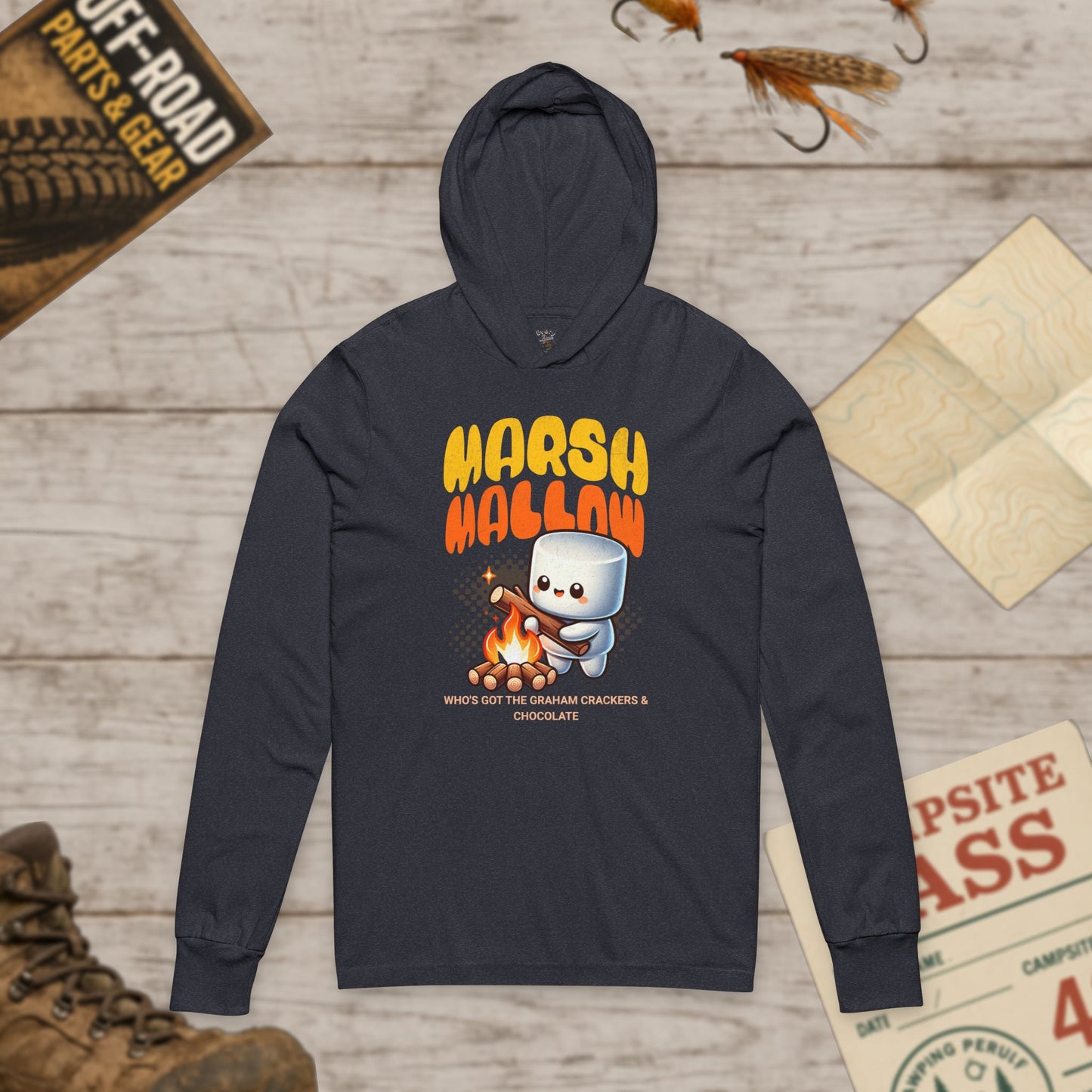 Marshmallow Adventure Hooded Tee, Cozy Campfire Shirt Bella+Canvas 3512