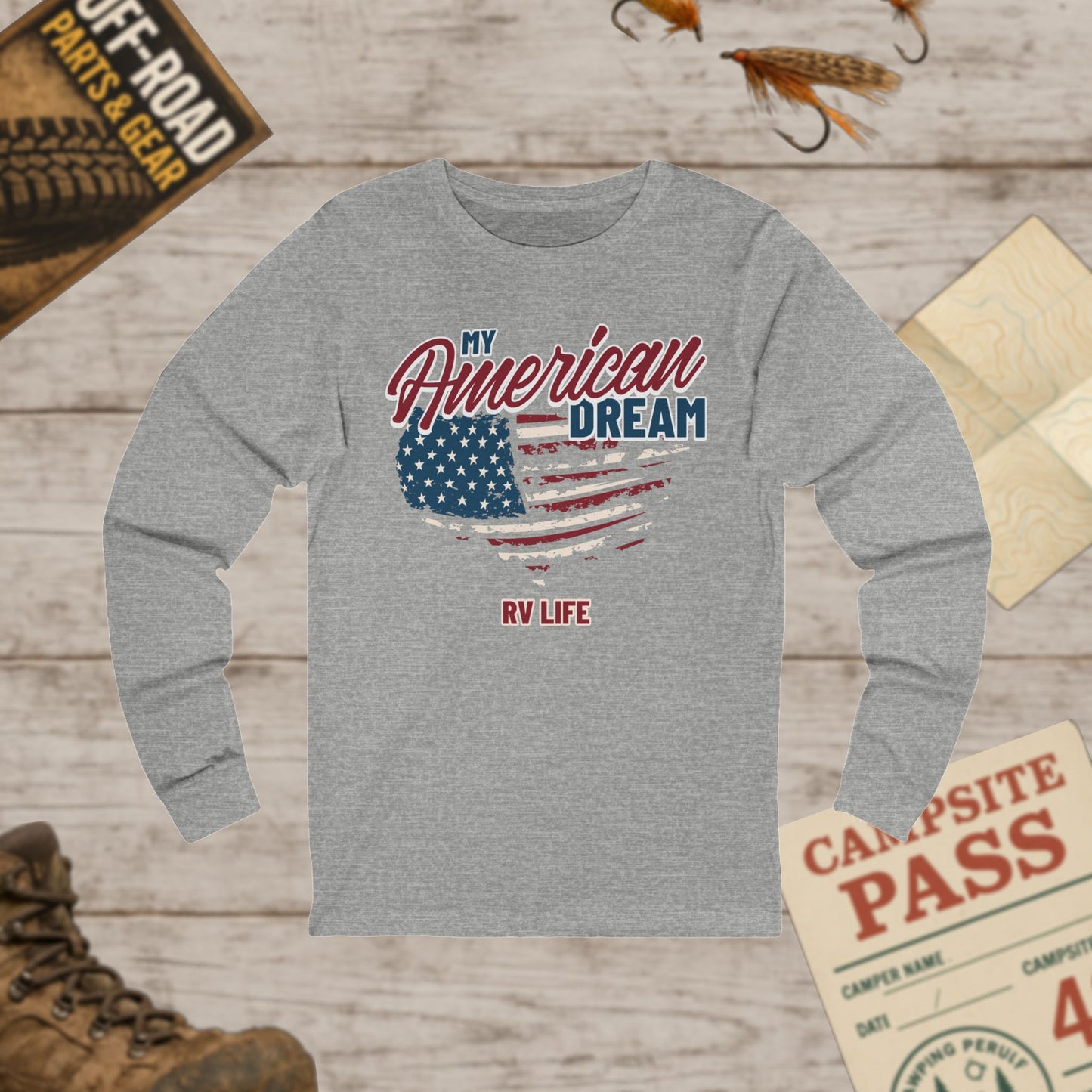 My American Dream RV Life Long Sleeve Tee Bella Canvas 3501