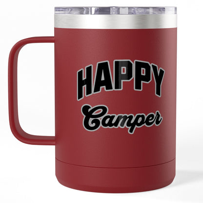 Happy Camper Coffee Mug Tumbler 15oz Travel Mug for Adventure Lovers