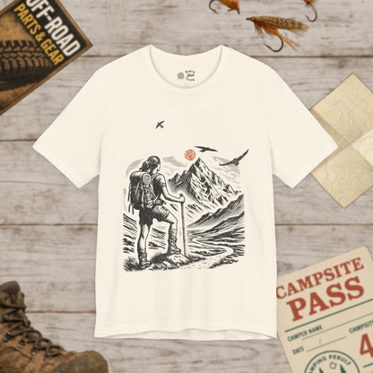 Hiker Mountain Scenic Tee Backpacking Adventure T-Shirt Bella Canvas 3001