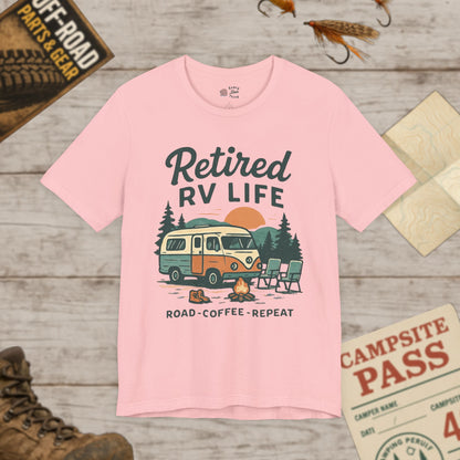 Retired T-Shirt Road Coffee Repeat Vintage Camper Tee