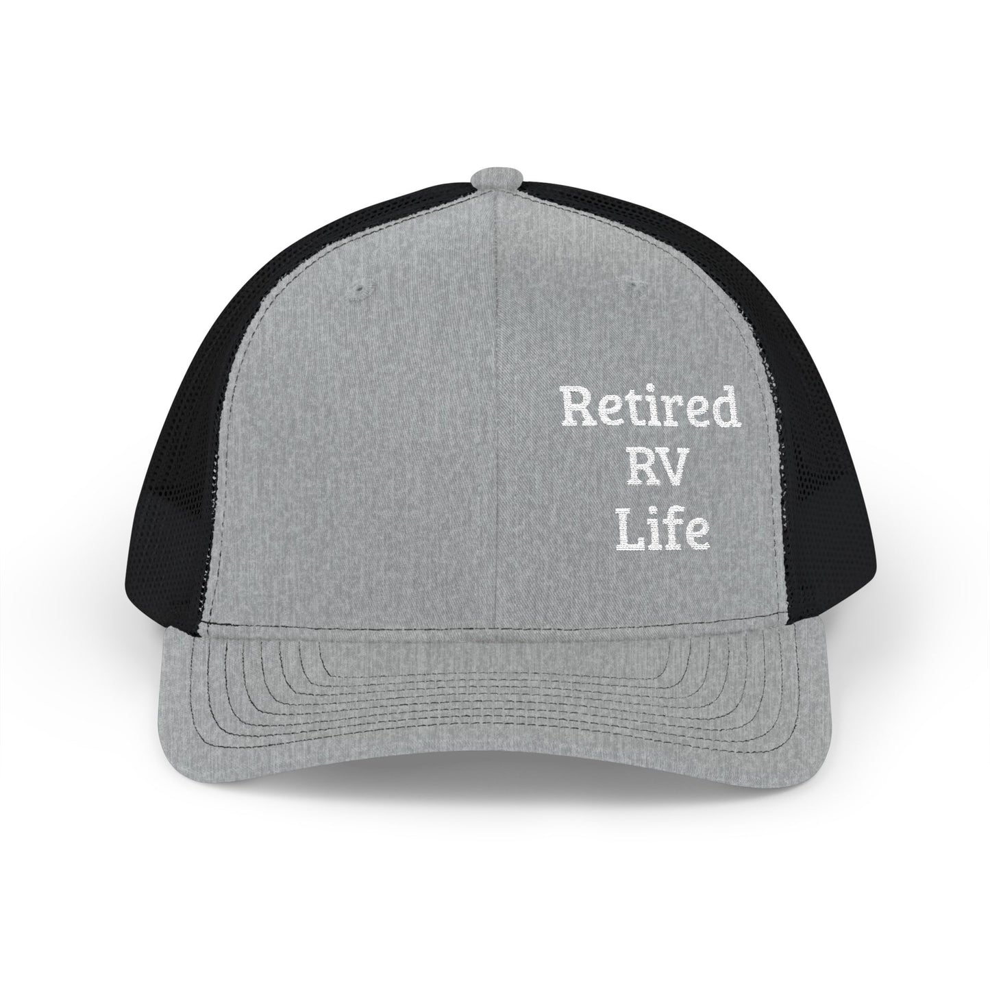 Retired RV Life Embroidered Trucker Cap Snapback Mesh Hat for RVers & Travel Lovers