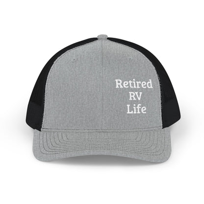 Retired RV Life Embroidered Trucker Cap Snapback Mesh Hat for RVers & Travel Lovers