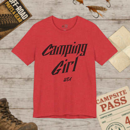 Camping Girl Unisex Jersey Short Sleeve Tee Bella Canvas 3001