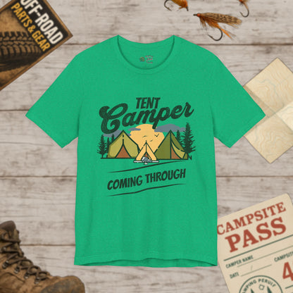 Unisex Tent Camper Coming Through Tee Adventure Bella Canvas 3001