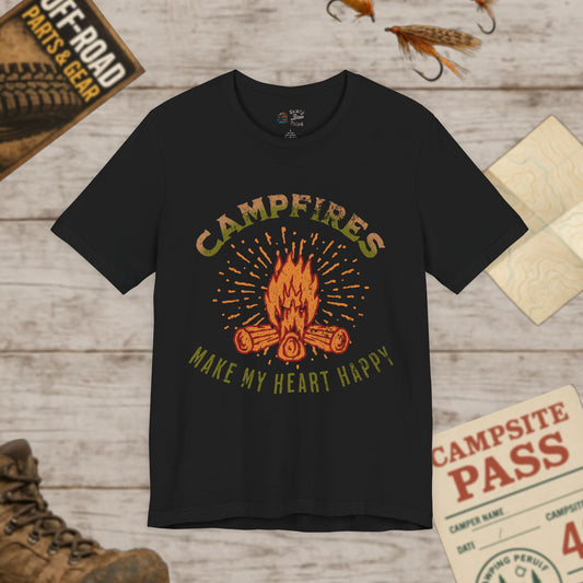Campfire Love Unisex Tee, Summer Adventure Shirt, Bella Canvas 3001