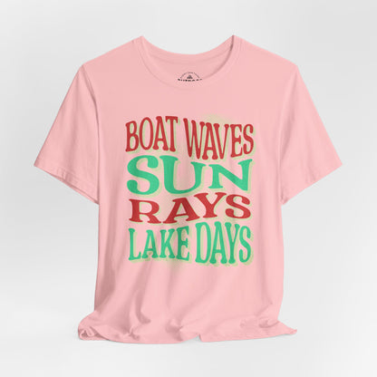 Lake Days Boat Waves  Sun Rays T-Shirt
