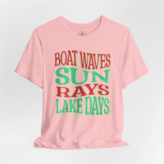 Lake Days Boat Waves  Sun Rays T-Shirt