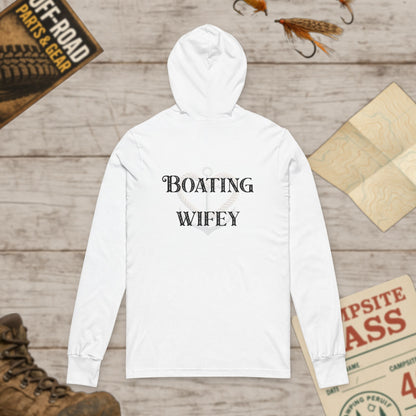 Boating Wifey Front & Back Print Unisex Hooded Long Sleeve Tee Bella Canvas
