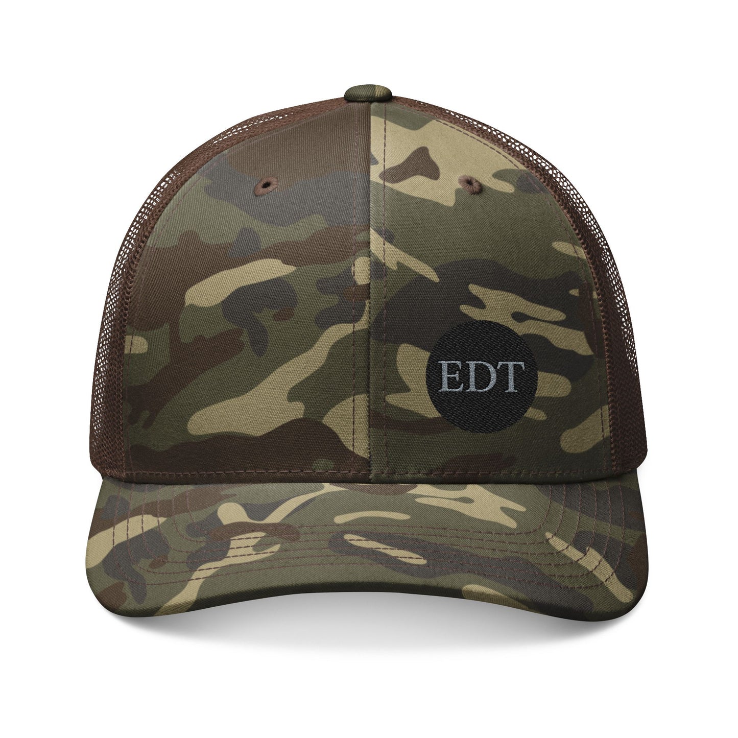 Camo Trucker Hat Embroidered Logo Patch, Adjustable Mesh Cap