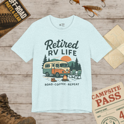 Retired T-Shirt Road Coffee Repeat Vintage Camper Tee