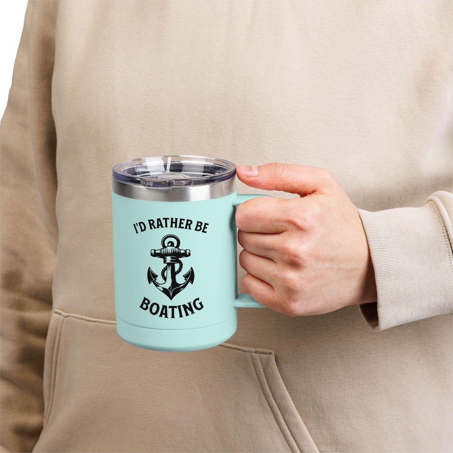 I'd Rather Be Boating 15oz Travel Mug Multiple Colors