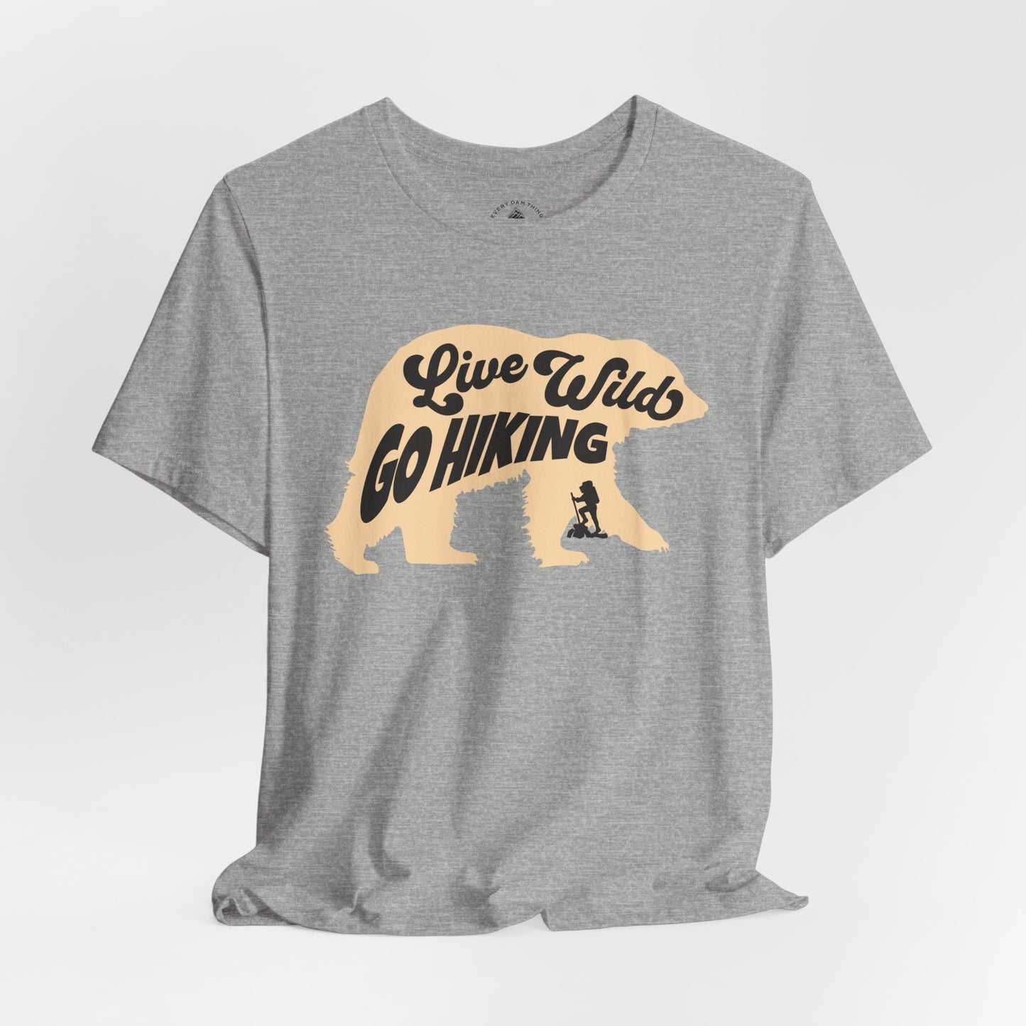 Live Wild Go Hiking Bear Graphic T-Shirt