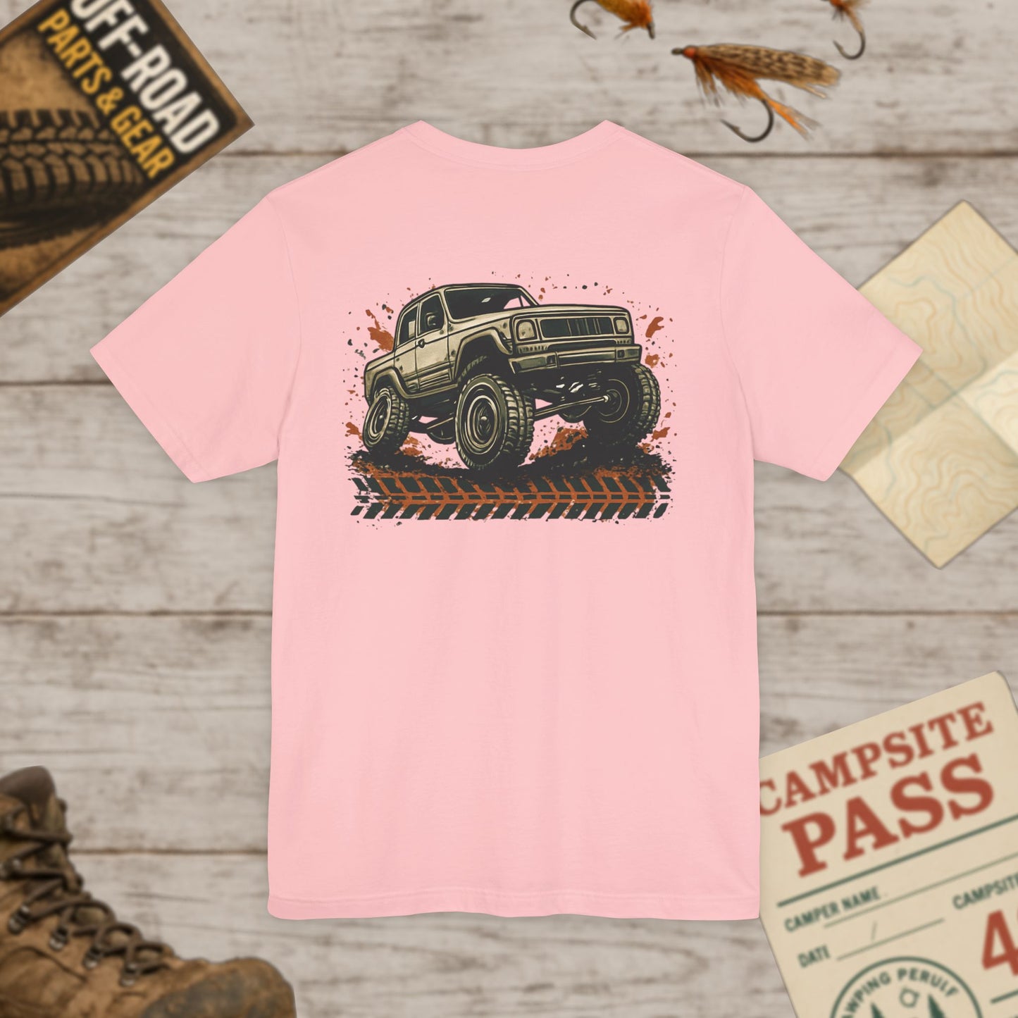 Off-Road Truck Tee Mud & Trail Graphic Short Sleeve Shirt Front & Back Print